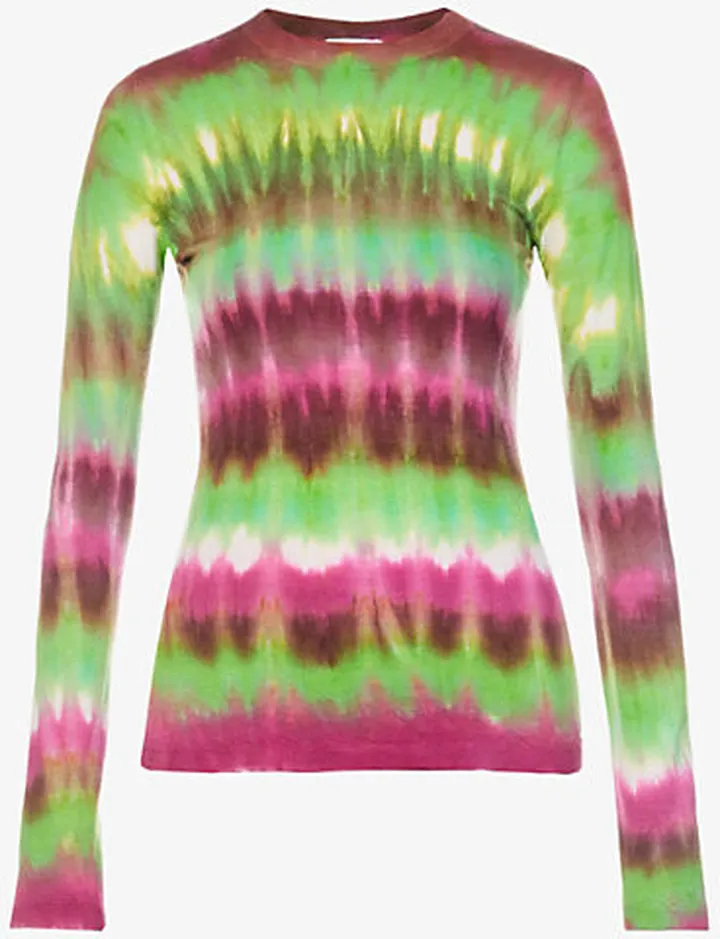Womens Jewel Tie Dye Miller Abstract-print Cashmere top