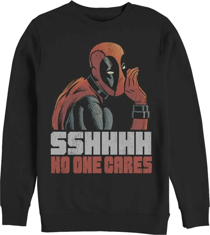 Men's Marvel Deadpool No One Cares Sweatshirt - Black - X Large