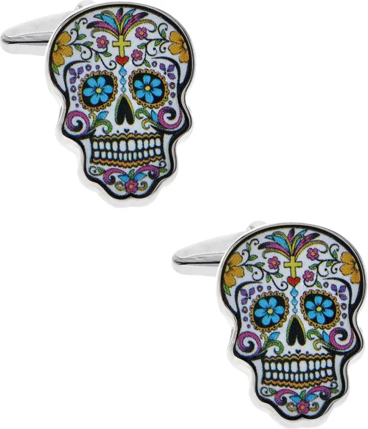 Sutton Silver-Tone Sugar Skull Cufflinks