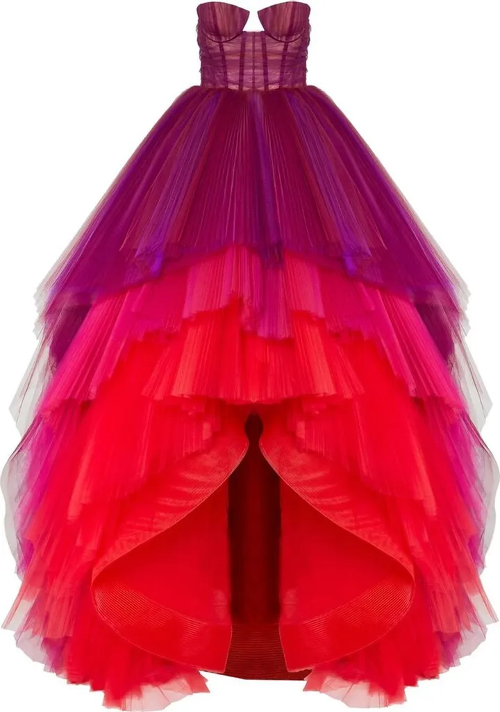 Strapless Tiered Tulle Gown