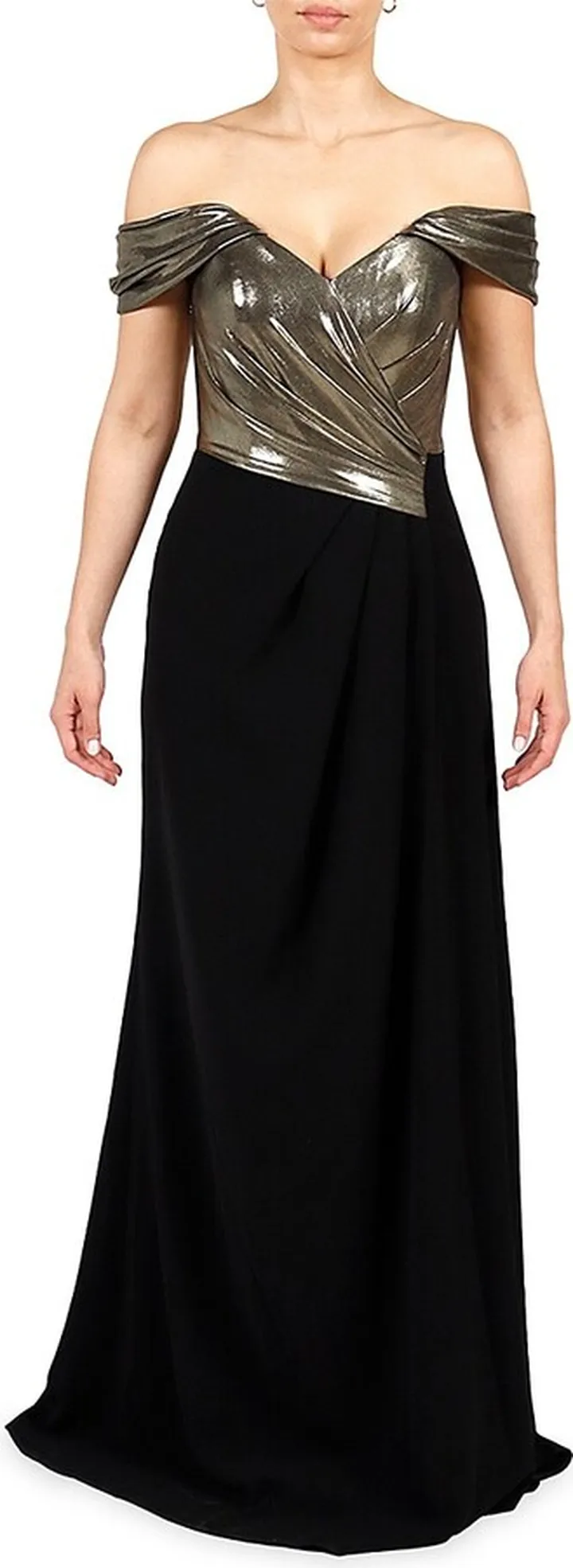 Off Shoulder Metallic Mermaid Gown