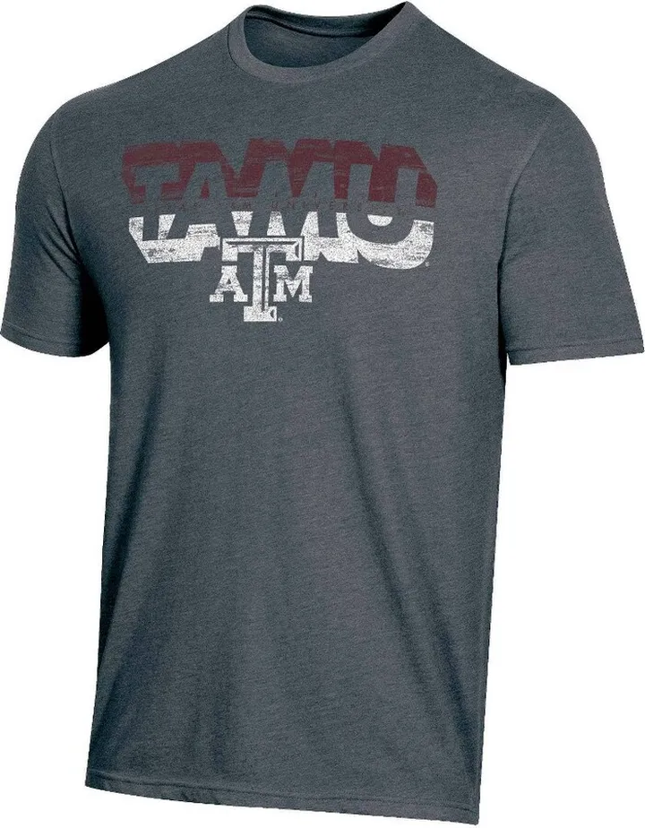 NCAA Texas A&M Aggies Men's Charcoal Heather Distressed T-Shirt - M