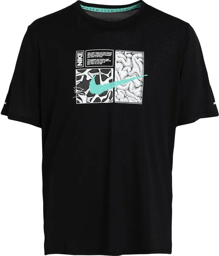 M Nk Df Miler Ss Top Dye T-shirt Black