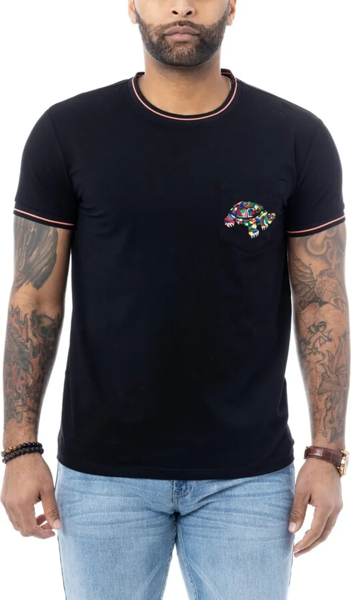 X-Ray Men's Turtle Embroidered Pocket Crewneck T-shirt