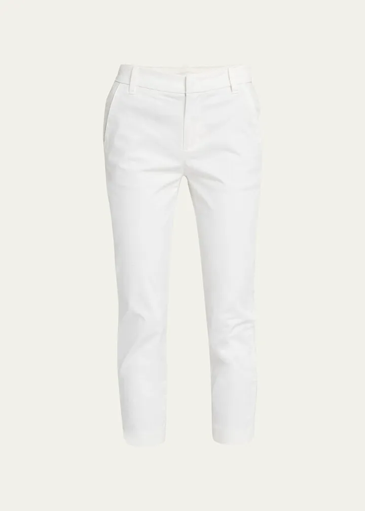 Coin-Pocket Straight-Leg Cropped Chino Pants