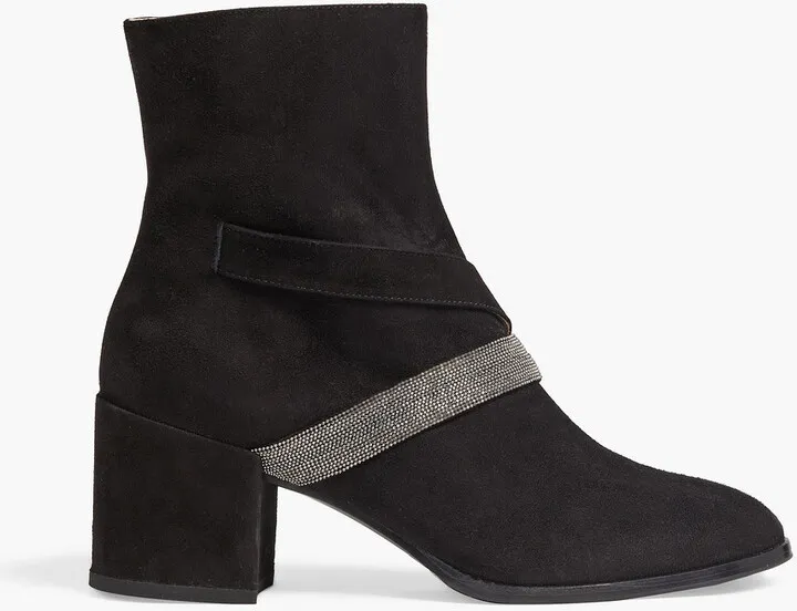 Eliana bead-embellished suede ankle boots