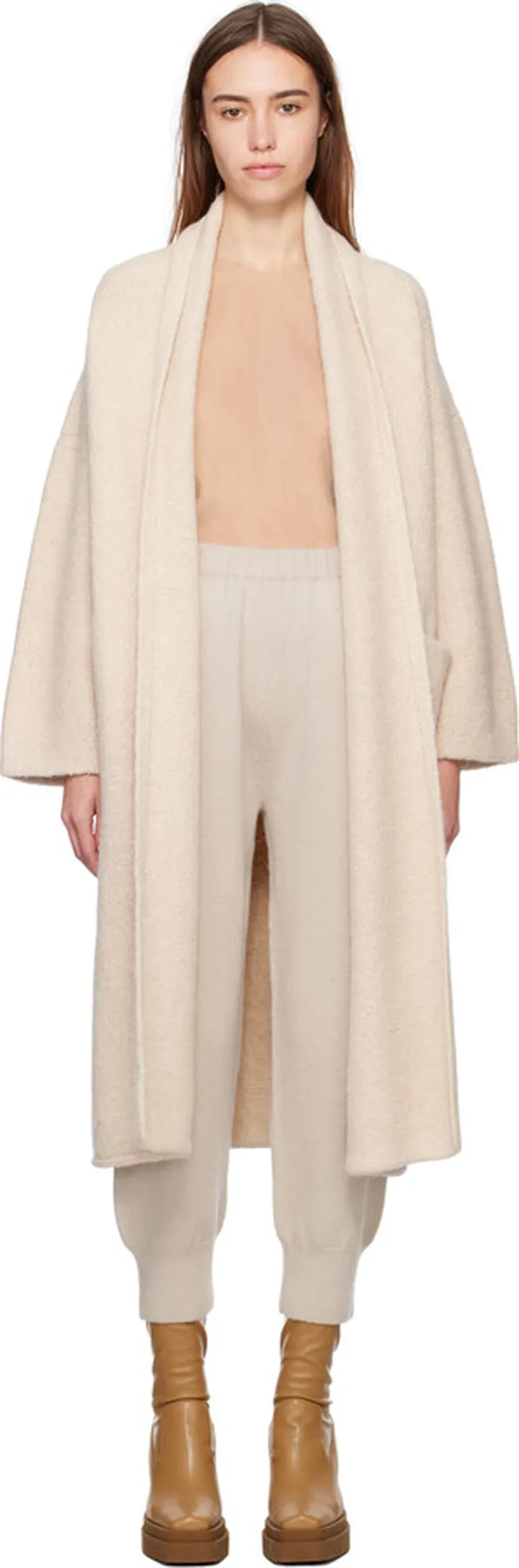 Lauren Manoogian Beige Long Shawl Cardigan