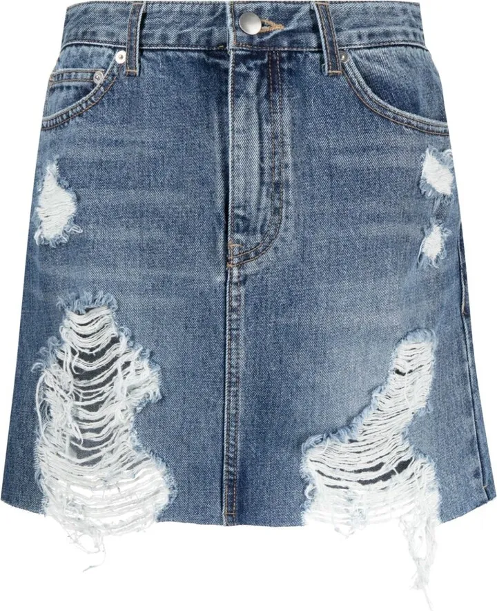 Distressed Denim Skirt