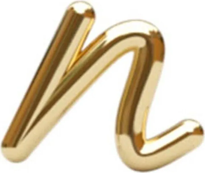 18kt Yellow Gold Initial N Stud Earring