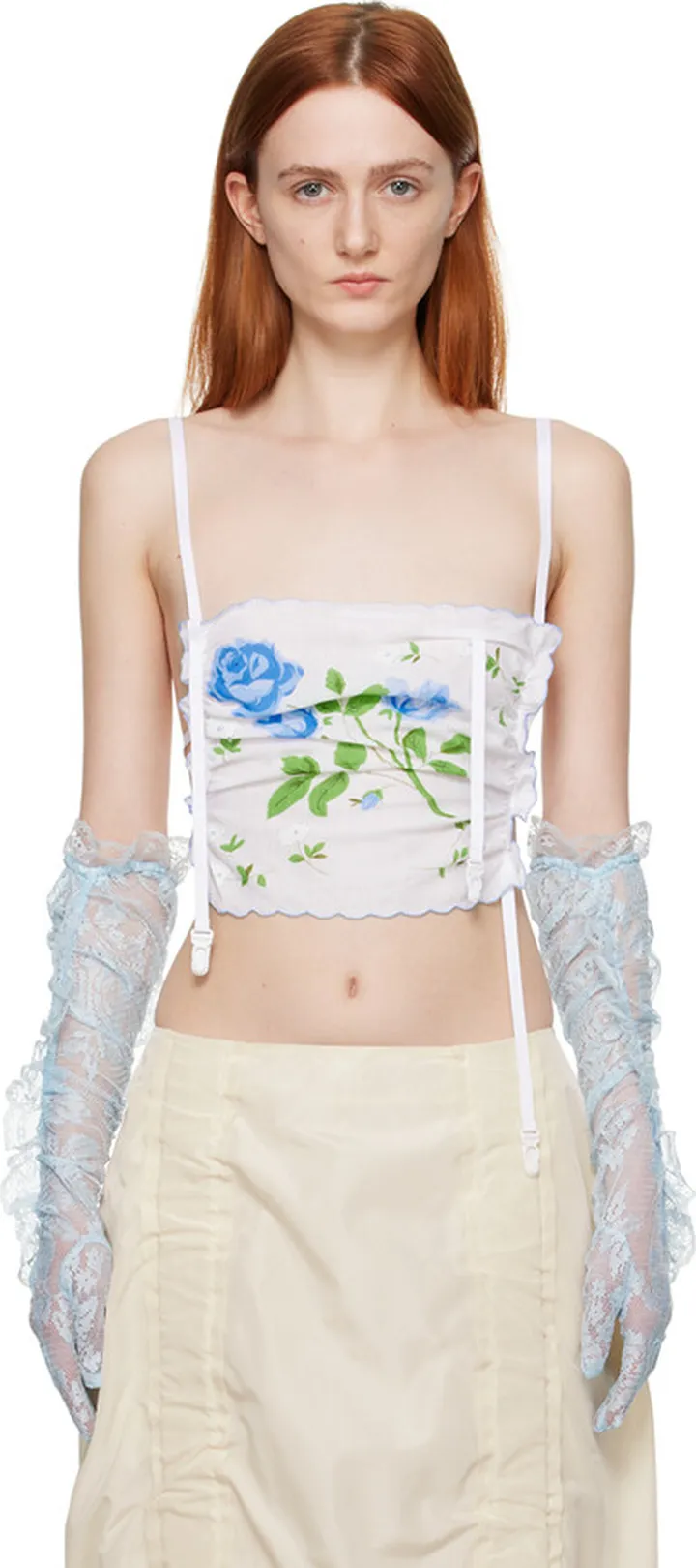 Yuhan Wang White & Blue Handkerchief Camisole