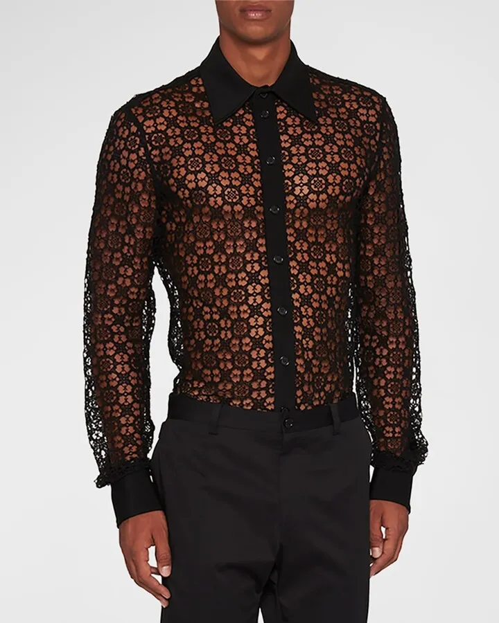 Men's Macrame Lace Shirt