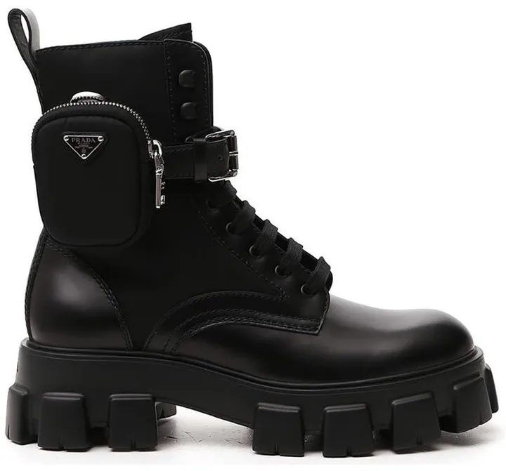 Prada Strapped Pouch Combat Boots