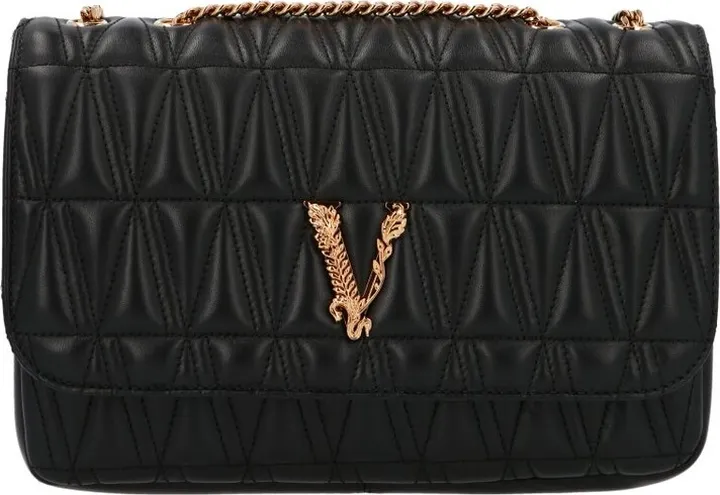 Versace Virtus Logo Plaque Quilted Shoulder Bag