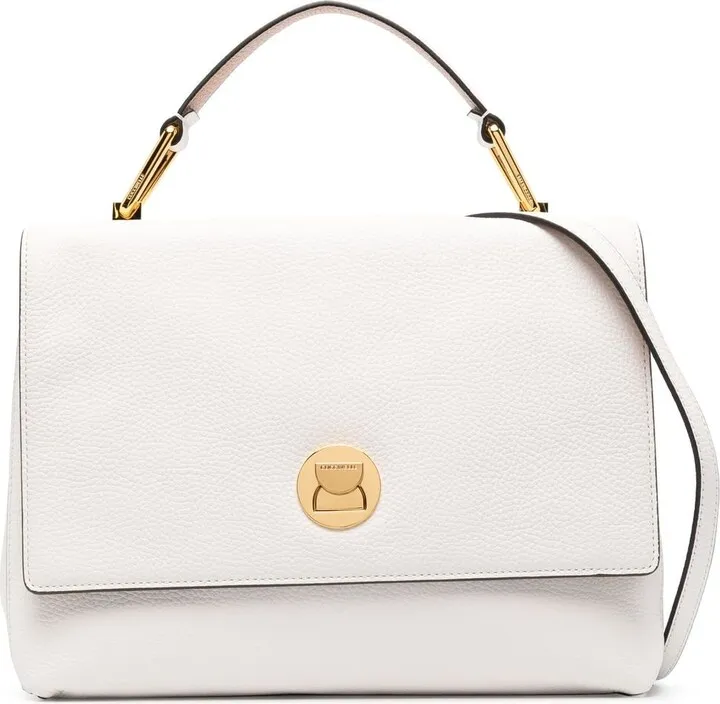 Engraved-Logo Leather Tote Bag