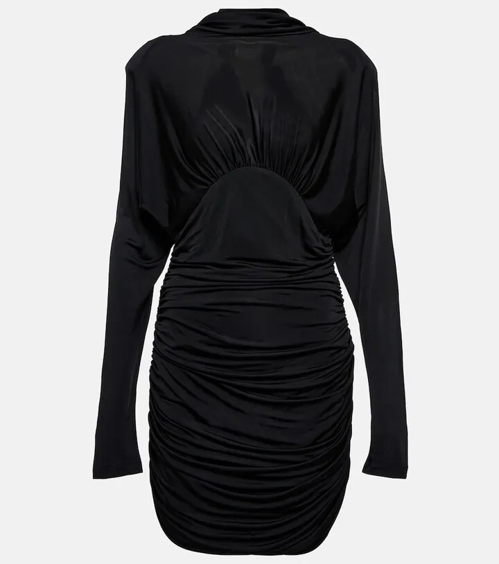 Long-sleeved draped minidress