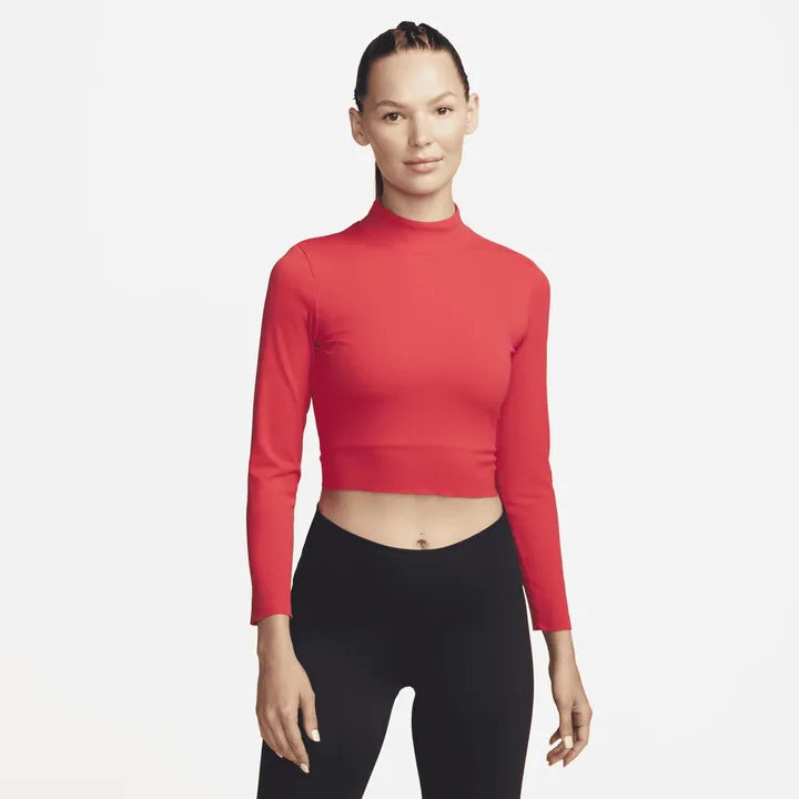 Women's Nike Yoga Dri-FIT Luxe Long Sleeve Crop Top in Red