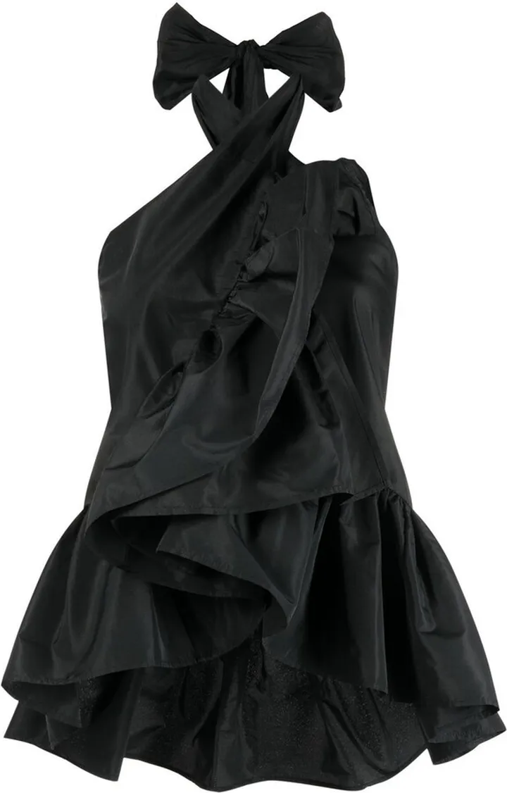 Ruffled-Detail Halterneck Blouse