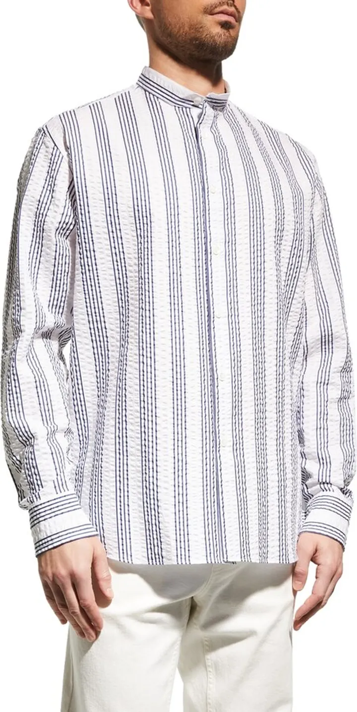 Men's Seersucker Stripe Cotton Sport Shirt