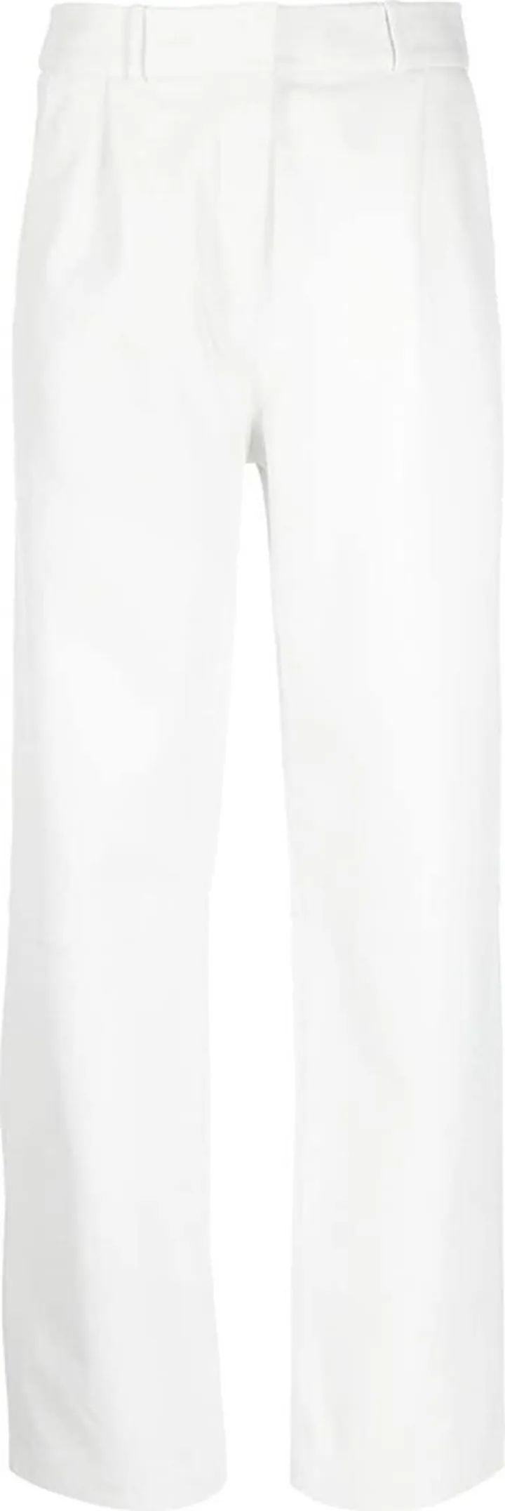 Pleated Straight-Leg Leather Trousers