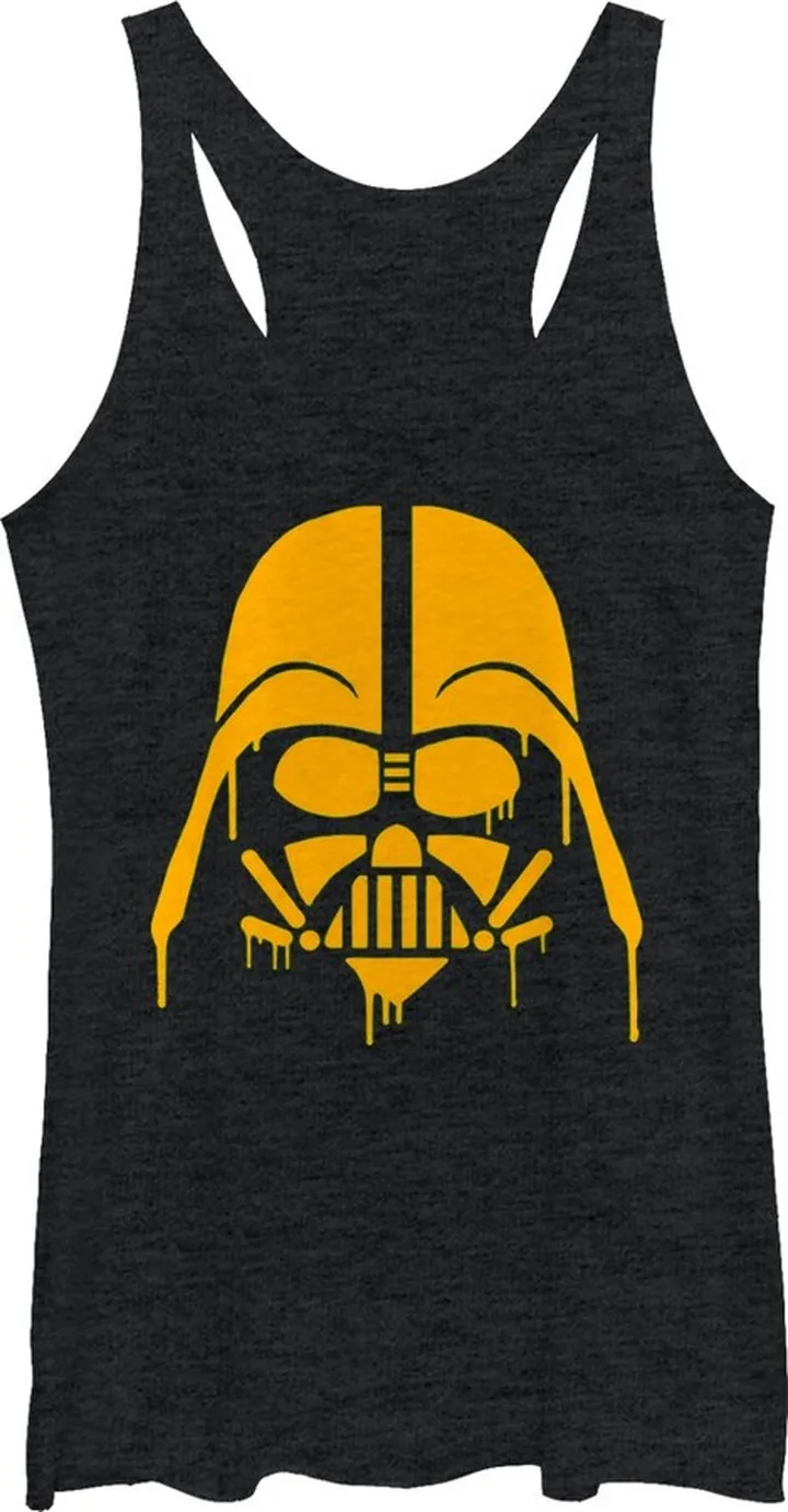 Women's Star Wars Halloween Dripping Darth Vader Helmet Racerback Tank Top - Black Heather - Large