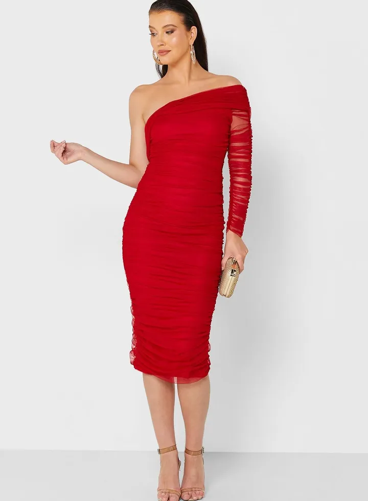 Ruched Sleeve Bodycon Dress