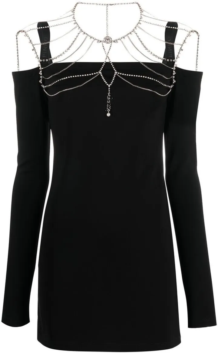 Embellished Trim-Detail Mini Dress
