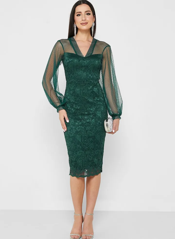 Mesh Sleeve Shift Dress