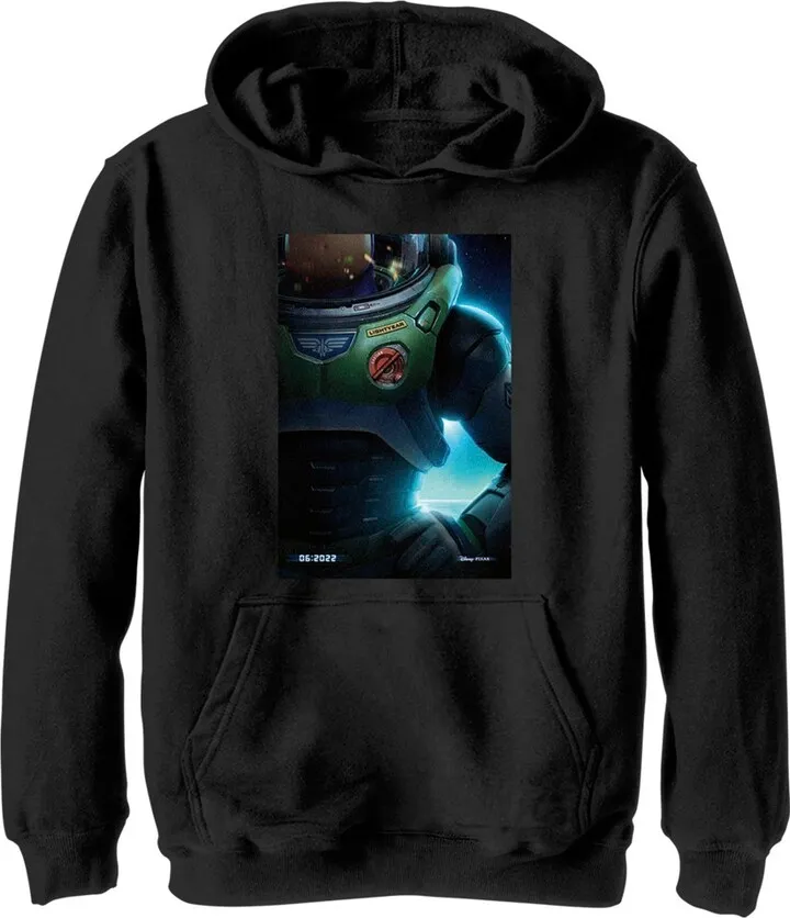 Boy's Lightyear Spacesuit Poster Pull Over Hoodie - Black - Small