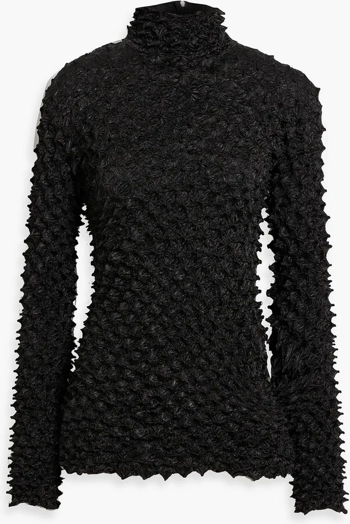Shibori satin-cloqué turtleneck top