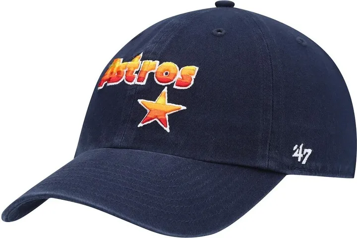 Men's Navy Houston Astros Logo Cooperstown Collection Clean Up Adjustable Hat