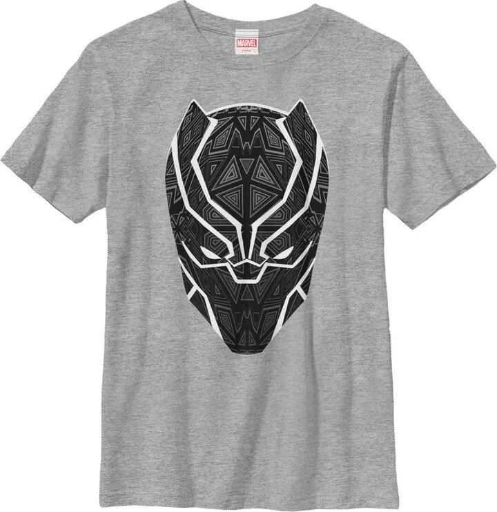 Boy's Marvel Black Panther Ornate Mask T-Shirt - Athletic Heather - X Large