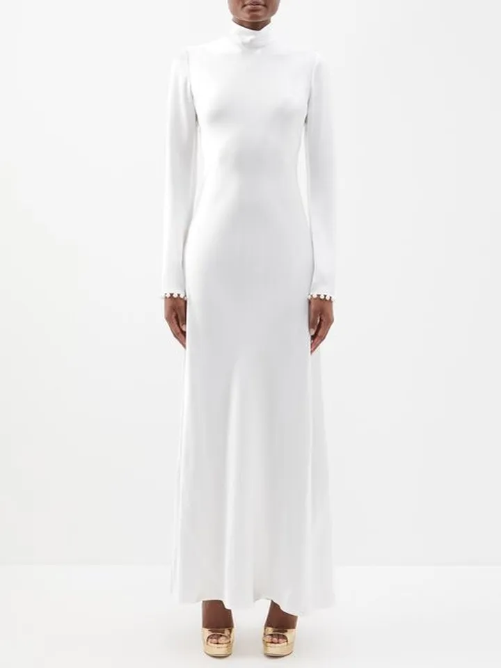 Praiano Pearl-embellished Silk-crepe Dress