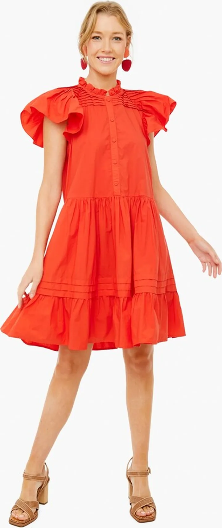 Scarlet Gaia Solid Cotton Flutter Sleeve Tunic