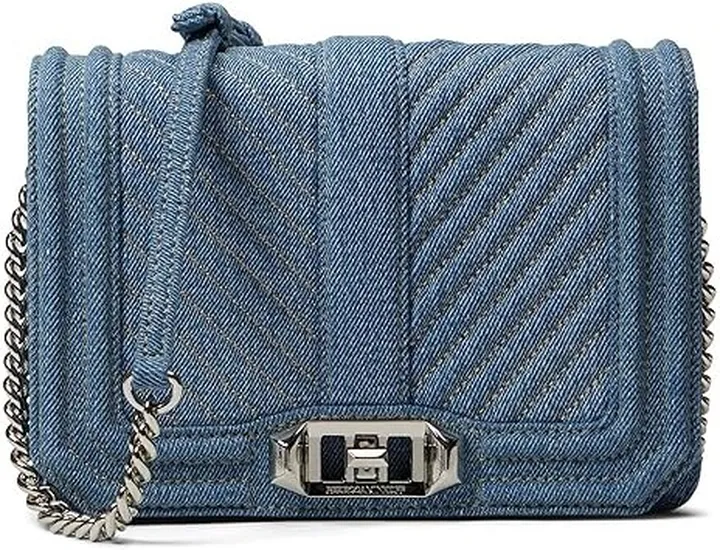 Rebecca Minkoff Chevron Quilted Small Love Crossbody (Denim) Cross Body Handbags