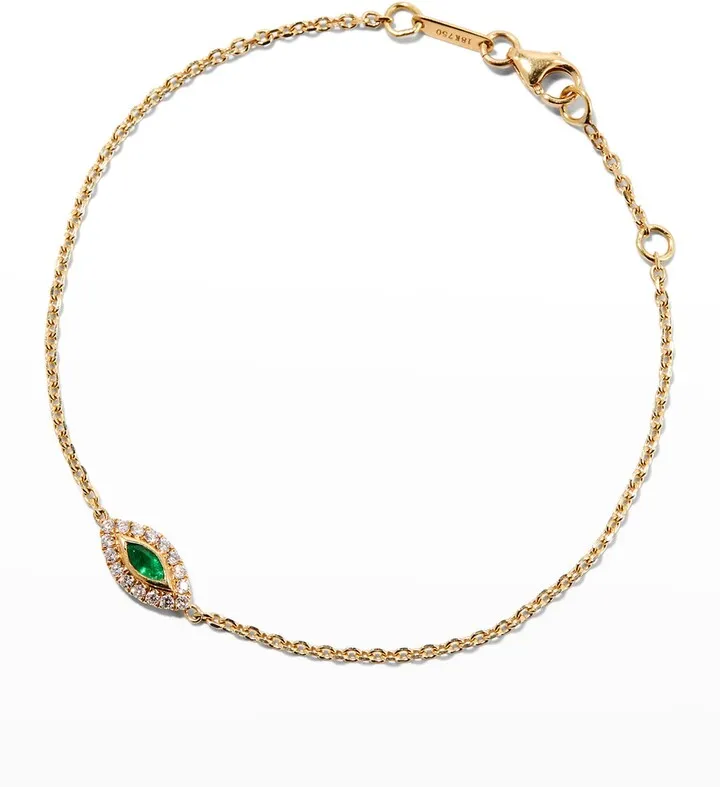 Emerald Evil Eye Bracelet with Diamonds