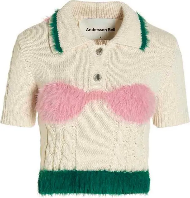 Andersson Bell Contrasted-Border Short-Sleevd Knitted Polo Shirt