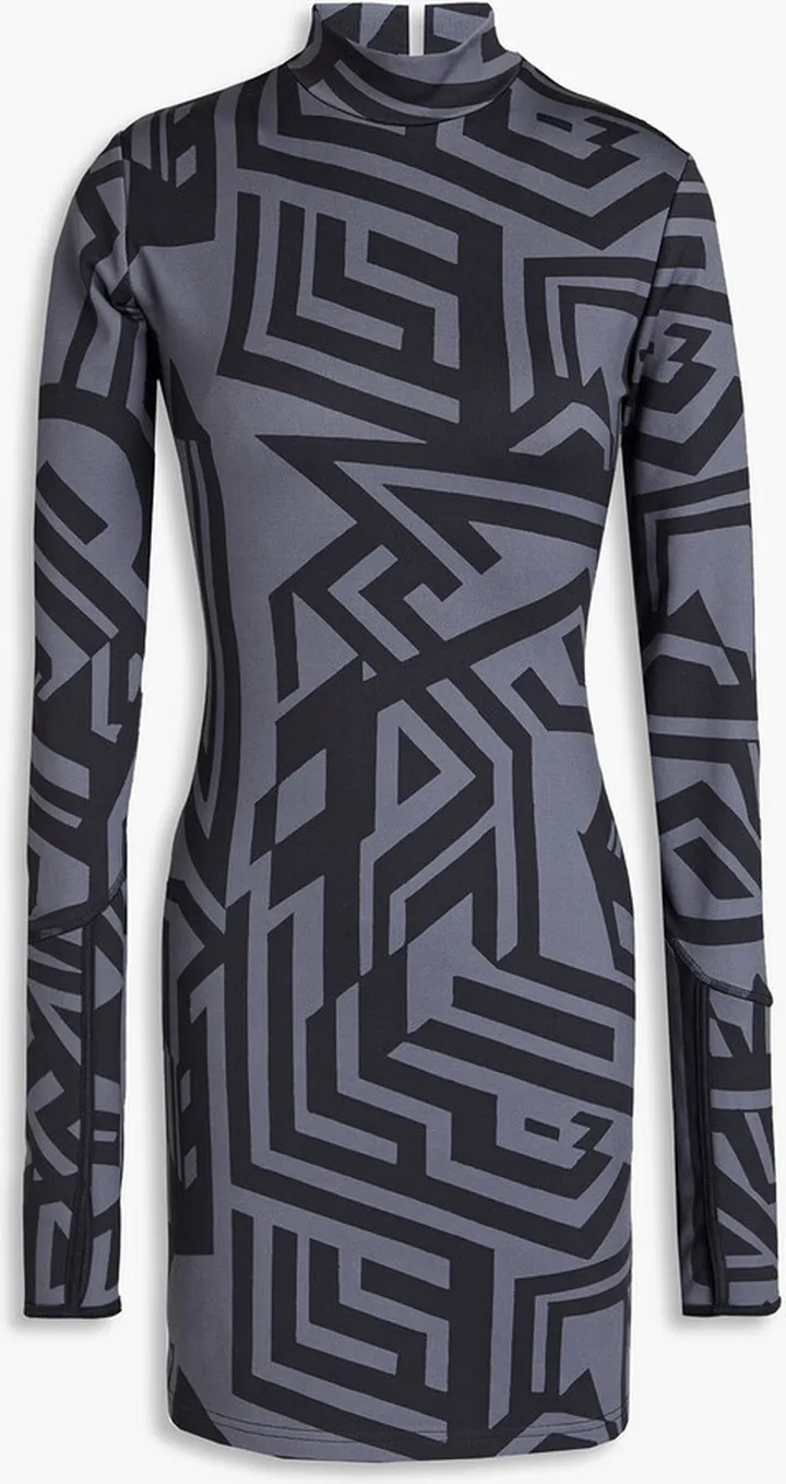 Printed cotton-blend jersey mini dress