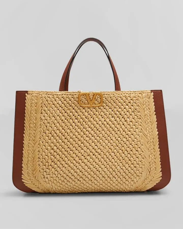 VLOGO Raffia Tote Bag