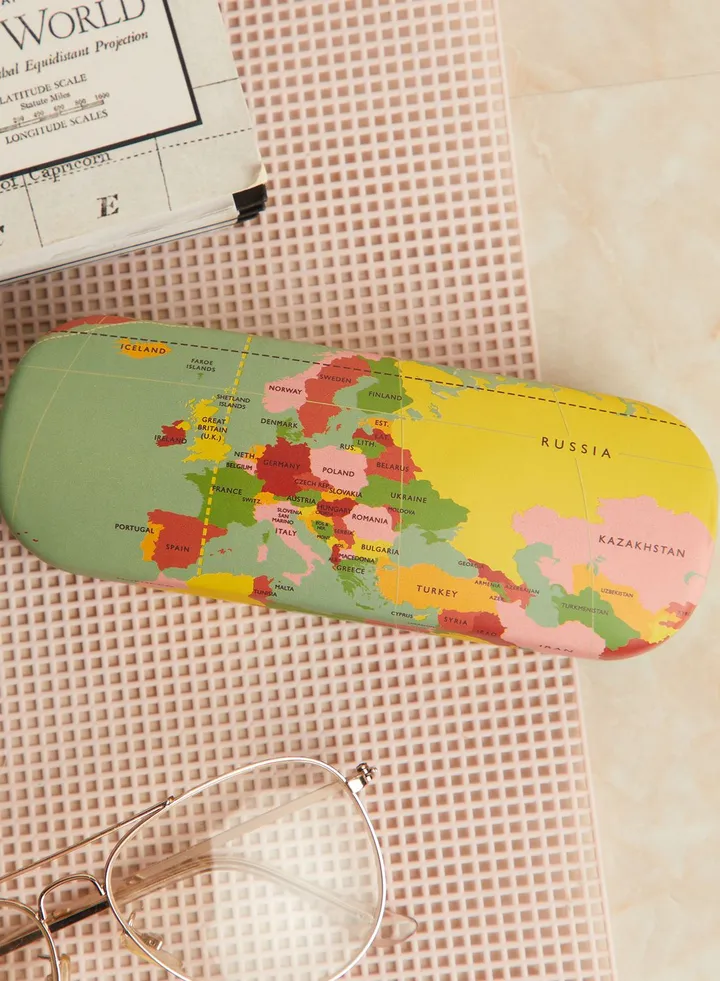 World Map Glasses Case
