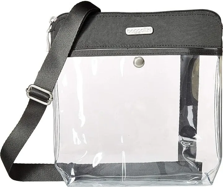 Baggallini Stadium Bags Clear Pocket Crossbody (Charcoal) Cross Body Handbags