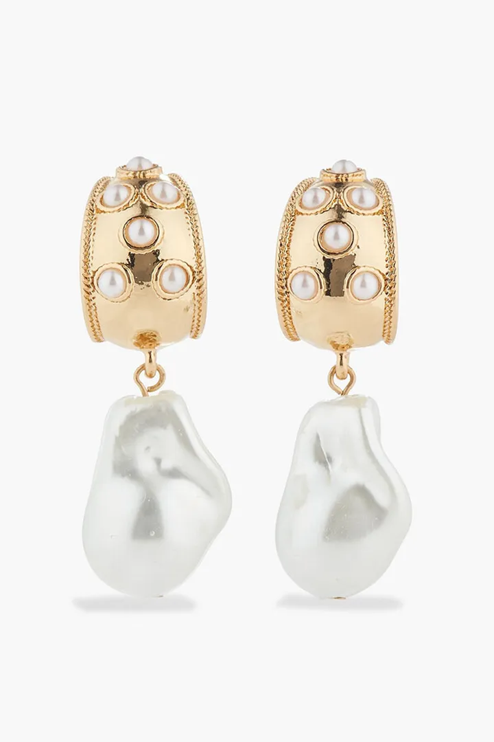 Gold-tone faux pearl earrings