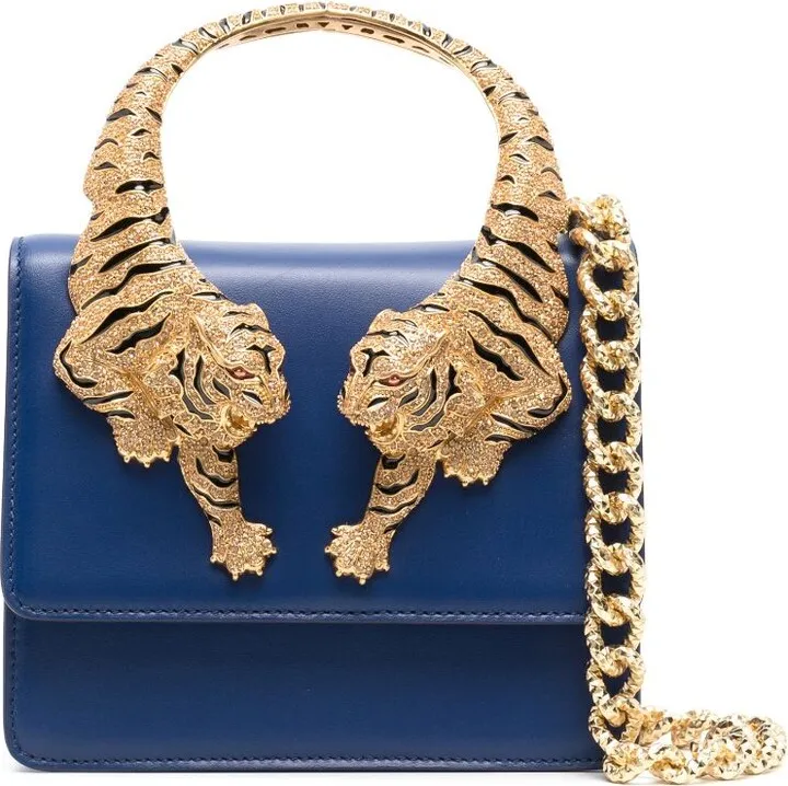 Crystal-Embellished Tiger Crossbody Bag