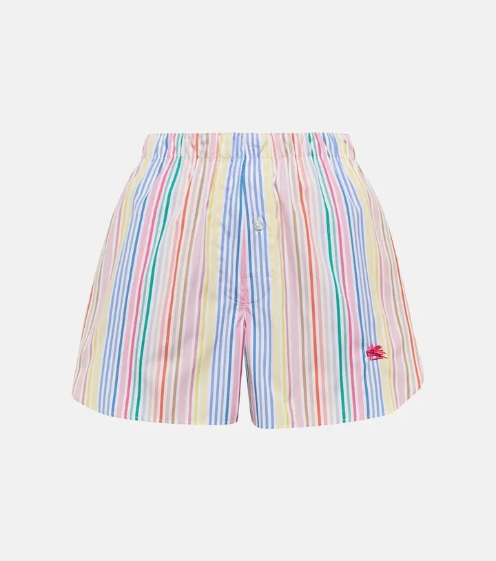 Striped cotton poplin shorts