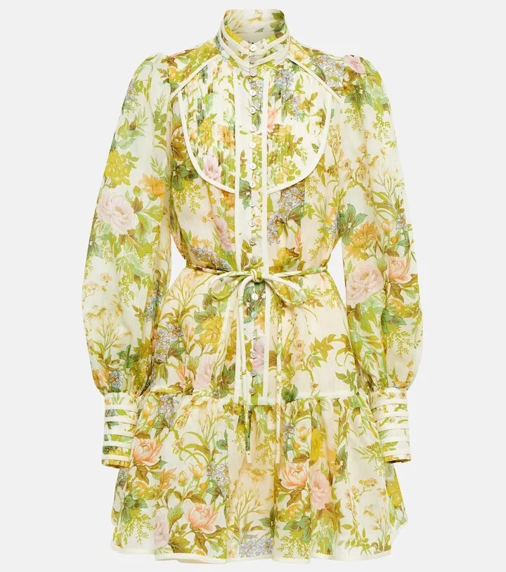 Eden floral linen and silk minidress
