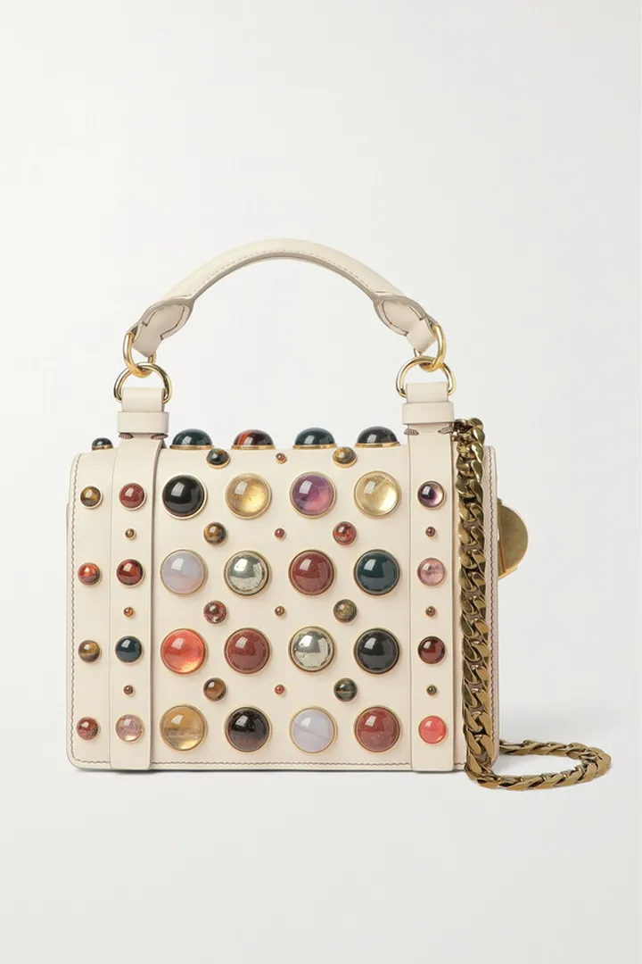Chloé - Embellished Leather Tote - Neutrals