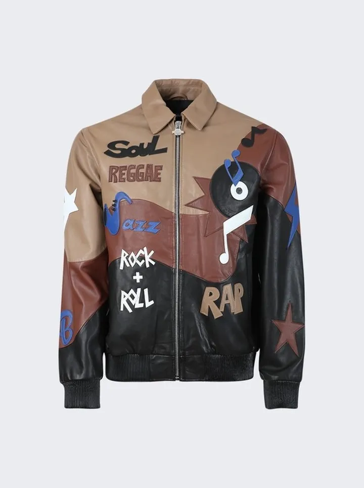 Music Lightweight Leather Jacket Brown