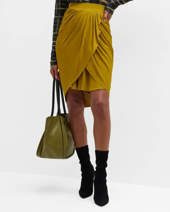 Pleated Wrap Mini Skirt
