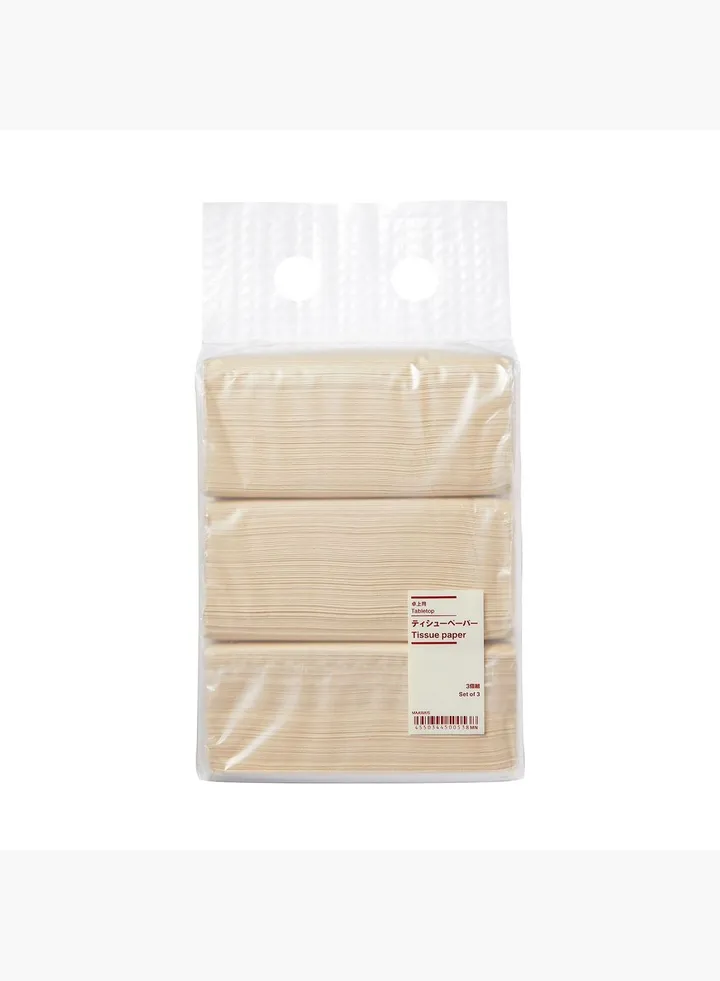 Desktop Tissue Paper, Set of 3, Beige
