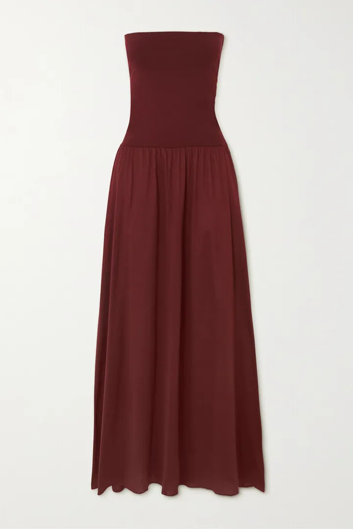 Eres - Ankara Convertible Cotton And Stretch-jersey Maxi Dress - Burgundy