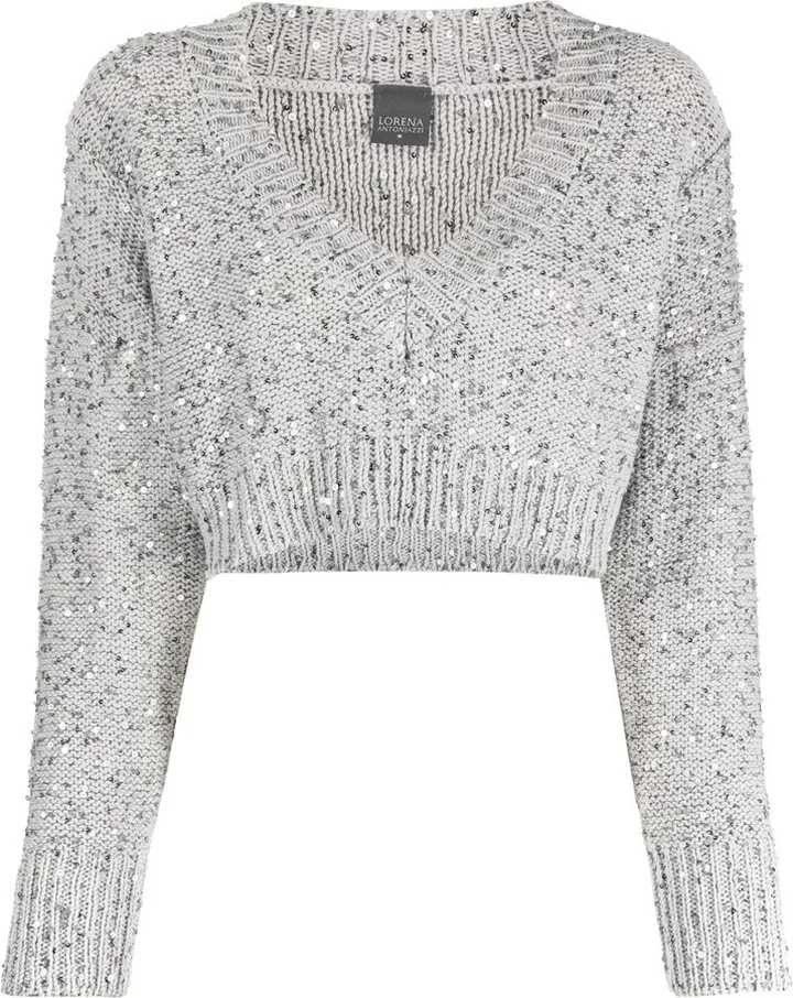 V-neck cropped jumper